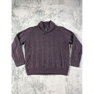 Jos A Bank Executive Collection Lambs Wool Shawl‎ Neck Sweater Mens L Fisherman
